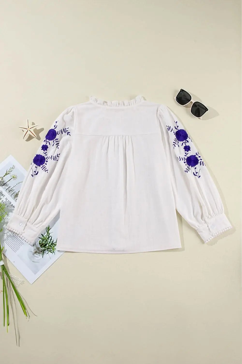 Embroidered white floral shirt - Love Salve